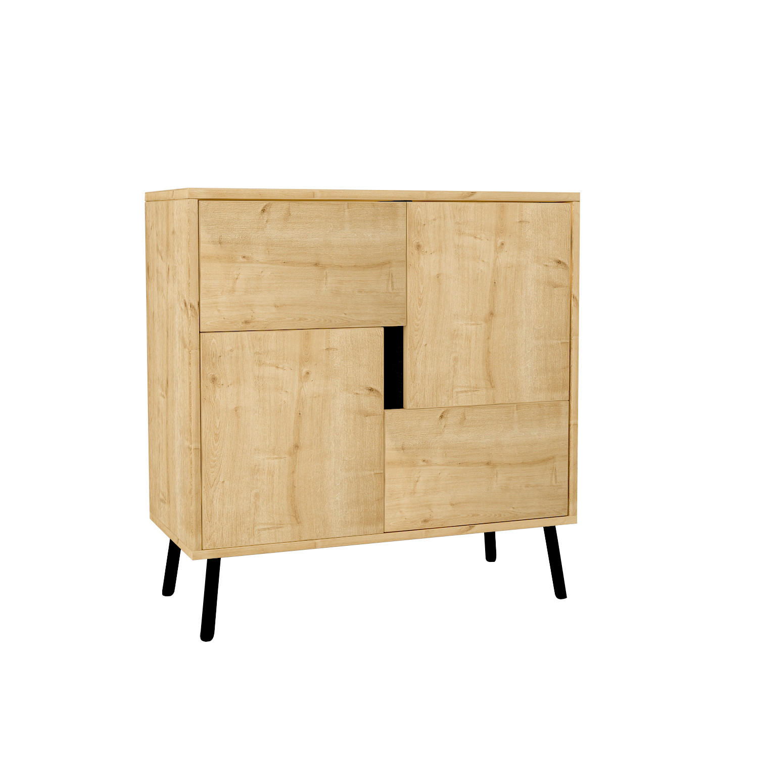 KOMMODE , 35/79/76,5 cm,  - Eichefarben/Schwarz, Design, Holz/Metall (35/79/76,5cm) - Livetastic
