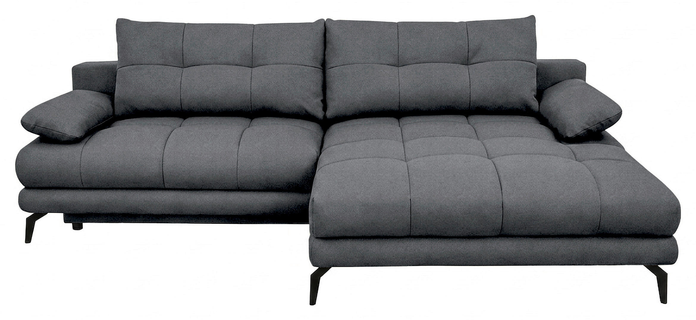 ECKSOFA Blau Struktur Rückenkissen, Bettkasten, Schlaffunktion, Rücken echt, Armteilverstellung, Liegefläche im Originalstoff  - Blau/Beige, MODERN, Textil/Metall (263/181cm) - Carryhome