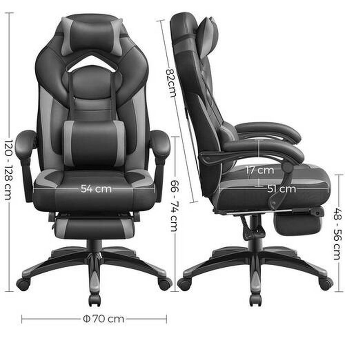 GAMINGSTUHL Grau, Schwarz Textil   - Schwarz/Grau, Basics, Kunststoff/Textil (70/128/64cm) - Boxxx