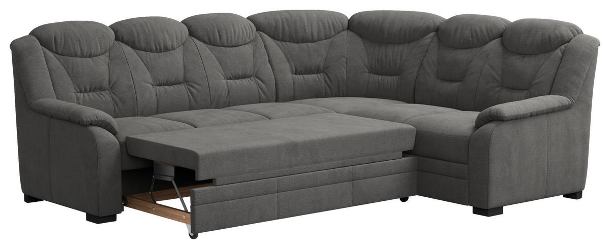 ECKSOFA in Chenille Anthrazit  - Anthrazit/Schwarz, Basics, Kunststoff/Textil (263/211cm) - MID.YOU