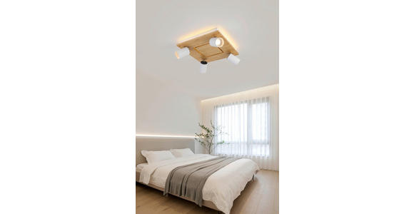 LED-STRAHLER 40/40/14 cm - Schwarz/Naturfarben, KONVENTIONELL, Naturmaterialien/Kunststoff (40/40/14cm) - Novel