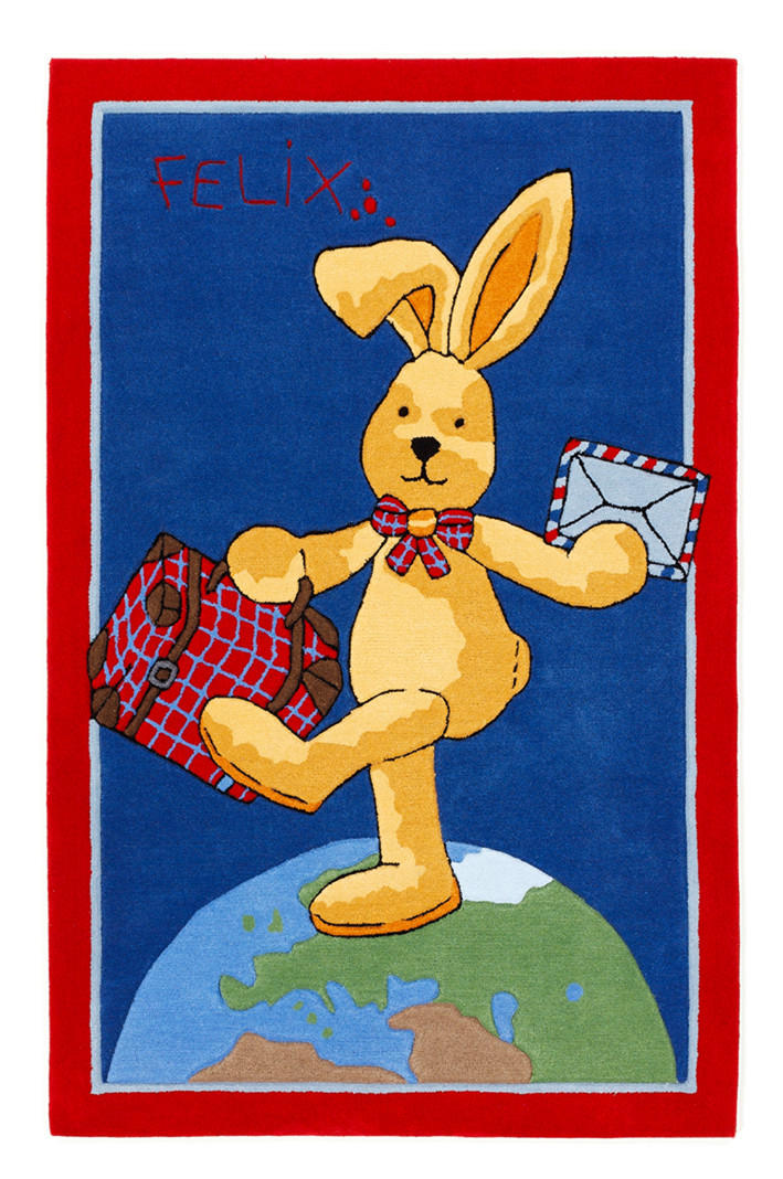 XXXLutz Kinderteppich Felix der Hase Blau 150x220 cm
