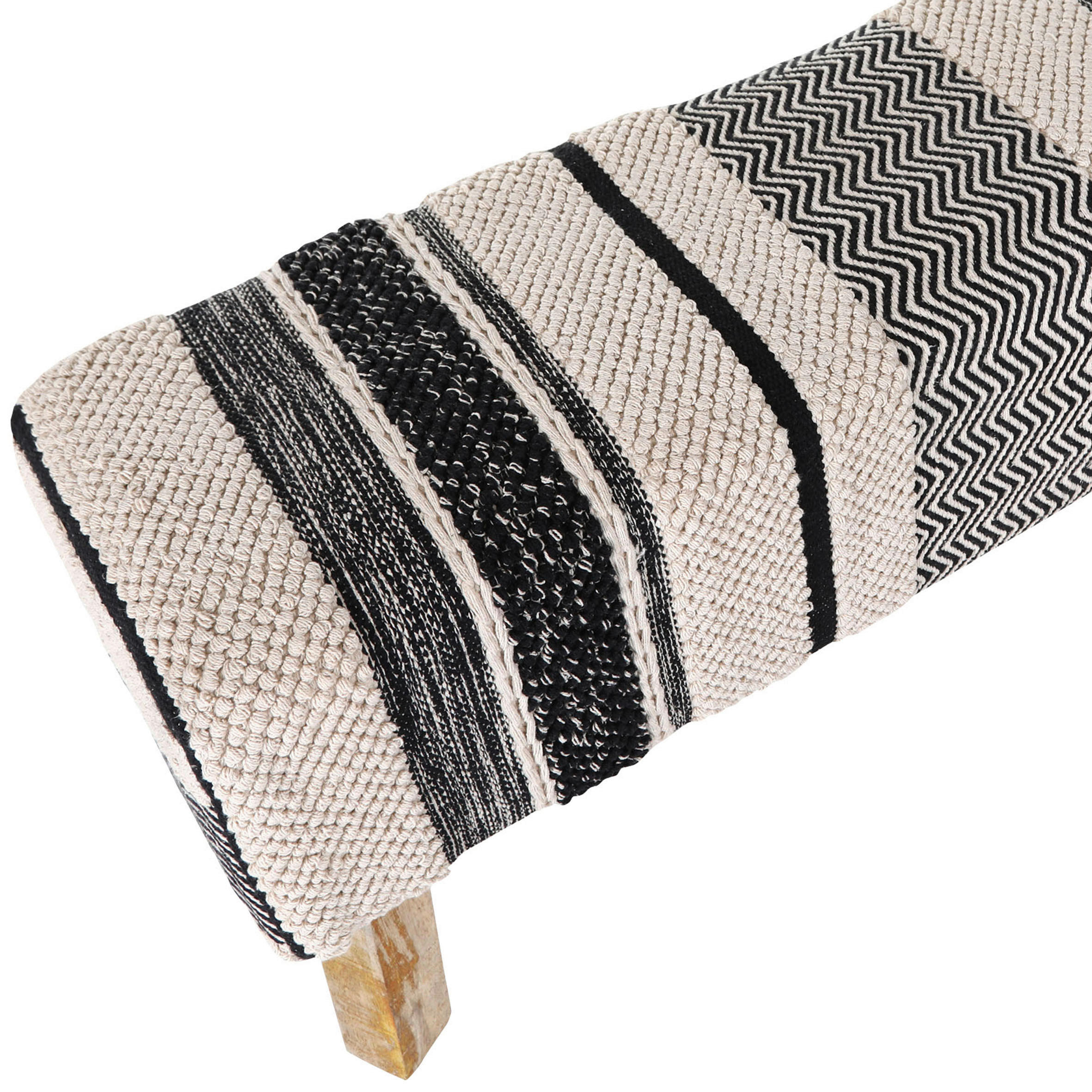 HOCKERBANK 140/47/33 cm Flachgewebe Naturfarben, Schwarz Holz - Schwarz/Naturfarben, LIFESTYLE, Holz/Textil (140/47/33cm) - Landscape