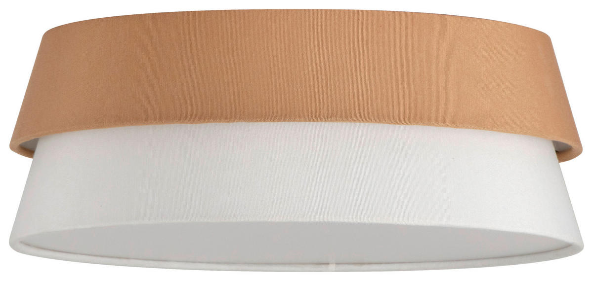 DECKENLEUCHTE 37/14 cm  - Weiß/Mokka, Trend, Kunststoff/Textil (37/14cm) - Collett's Monde
