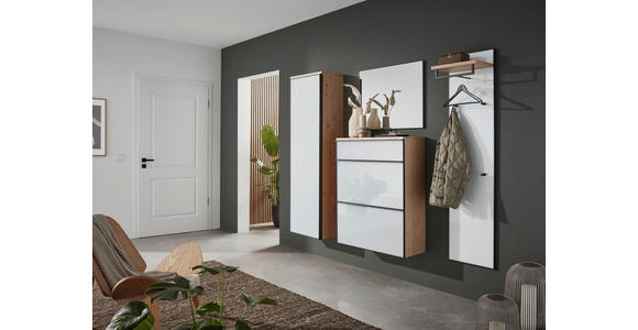 SCHUHKIPPER  in 84/102/31 cm  - Eichefarben/Anthrazit, Design, Glas/Holz (84/102/31cm) - Dieter Knoll