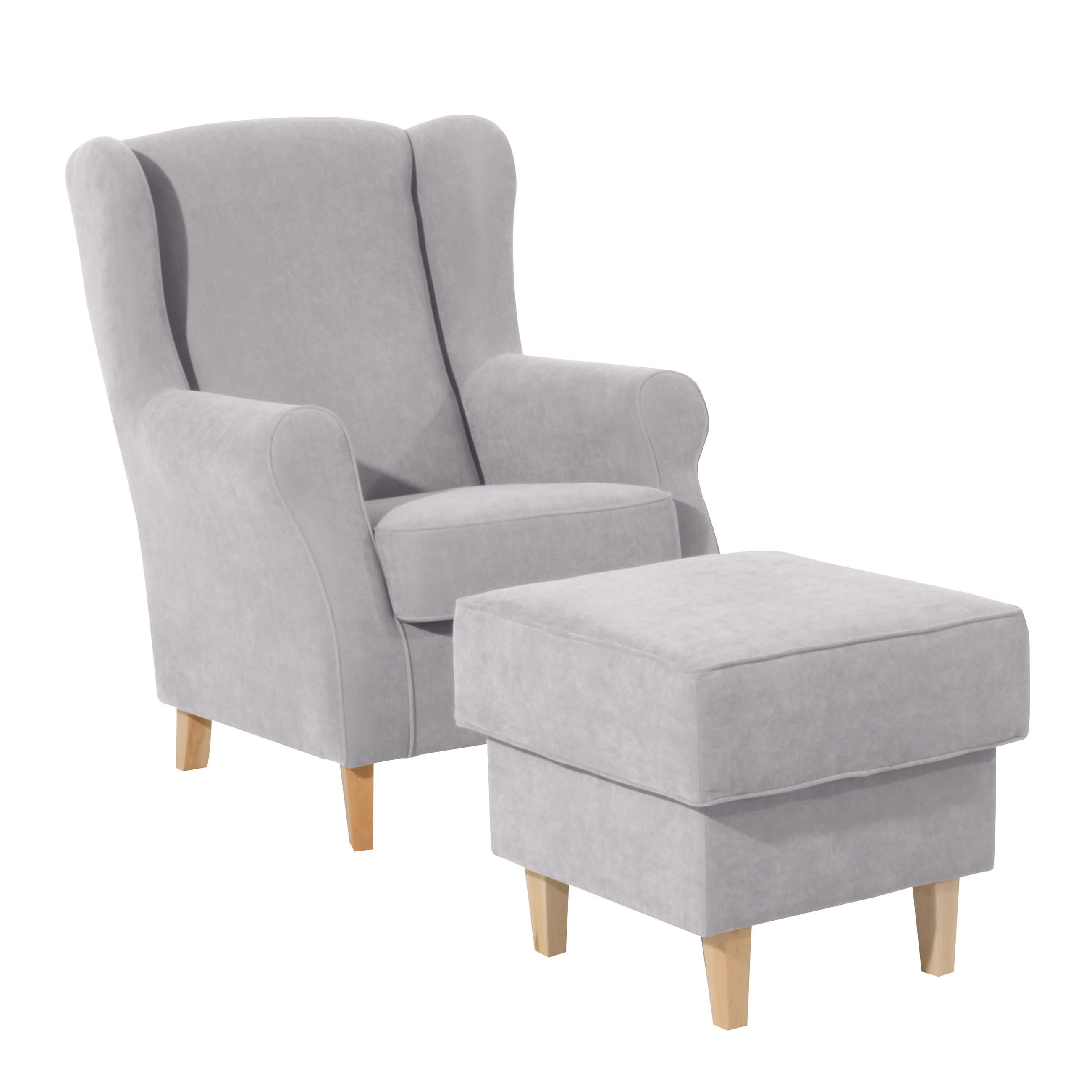 HOCKER in Textil Silberfarben  - Buchefarben/Silberfarben, Design, Holz/Textil (53/45/53cm) - Max Winzer