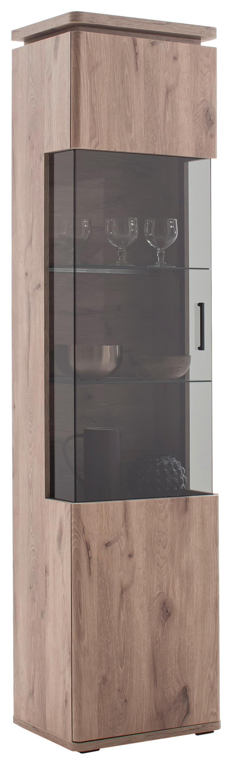VITRINE Eiche dunkel 50/208/38 cm - Eiche dunkel/Anthrazit, Konventionell, Glas/Holzwerkstoff (50/208/38cm) - Cantus
