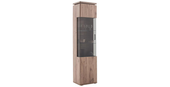 VITRINE Eiche dunkel 50/208/38 cm - Eiche dunkel/Anthrazit, KONVENTIONELL, Glas/Holzwerkstoff (50/208/38cm) - Cantus