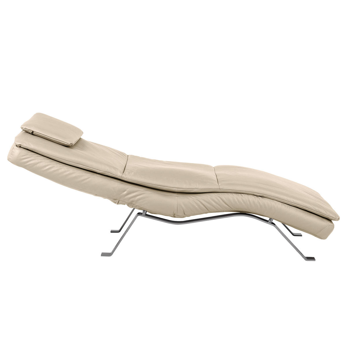 RELAXLIEGE in Echtleder Grau  - Silberfarben/Grau, Design, Leder/Metall (65/95/171cm) - Celina Home
