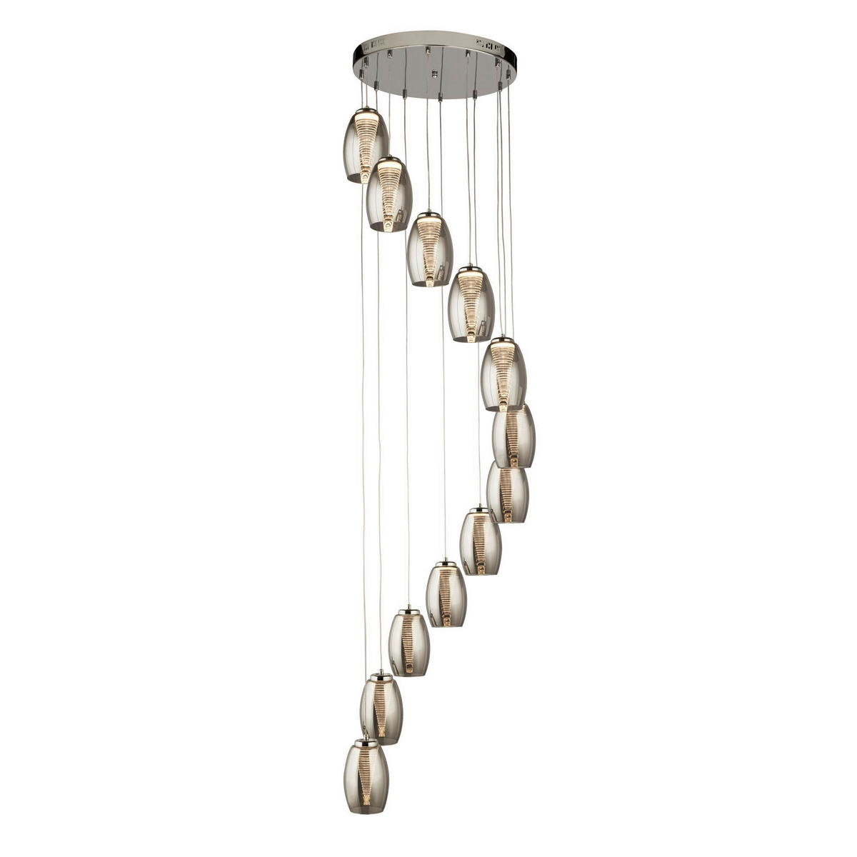 LED-PENDELLAMPA Cyclone 52/200 cm  - kromfärg, Modern, metall/glas (52/200cm)