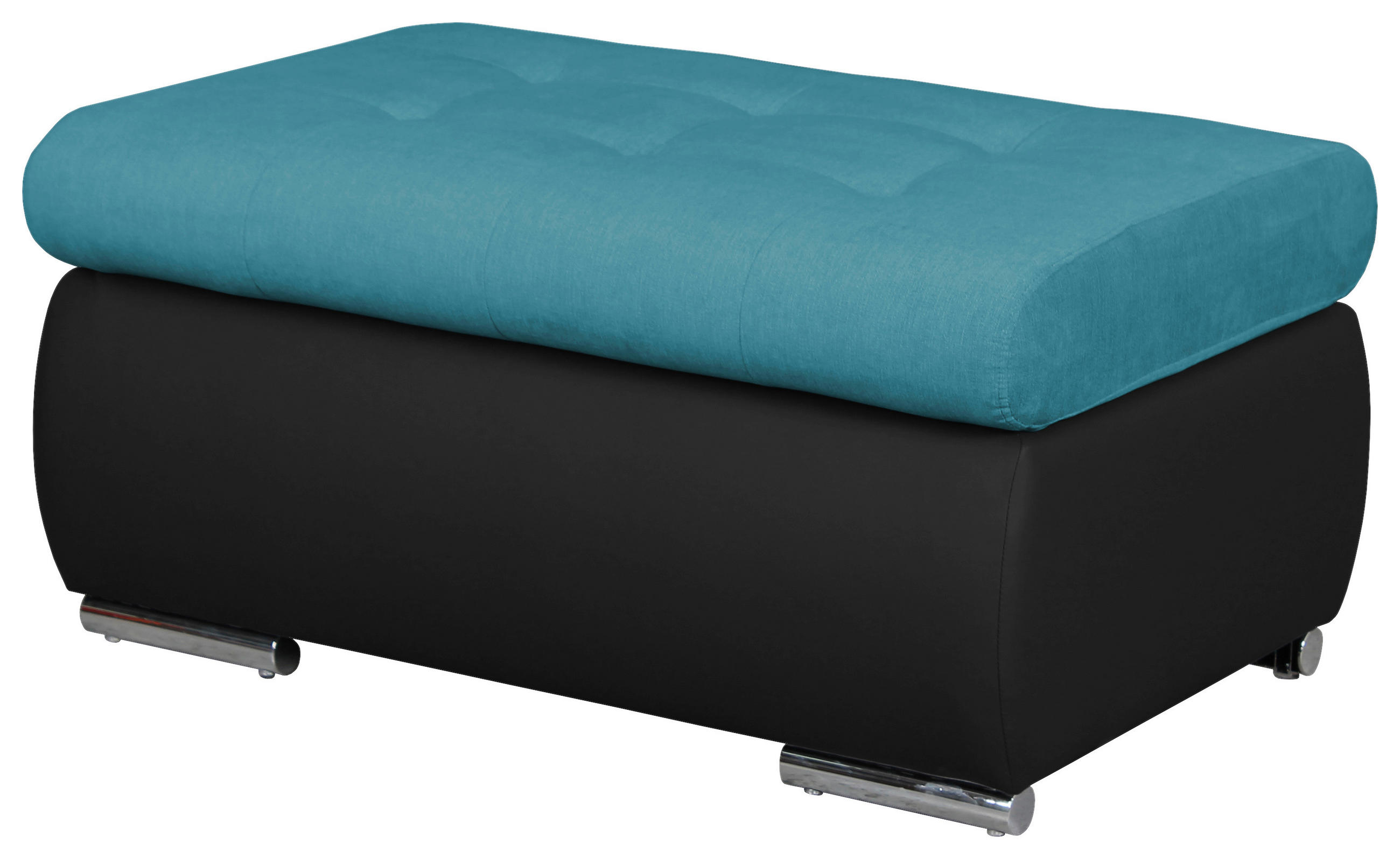 HOCKER in Textil Schwarz, Türkis  - Türkis/Schwarz, Design, Kunststoff/Textil (92/45/61cm) - MID.YOU