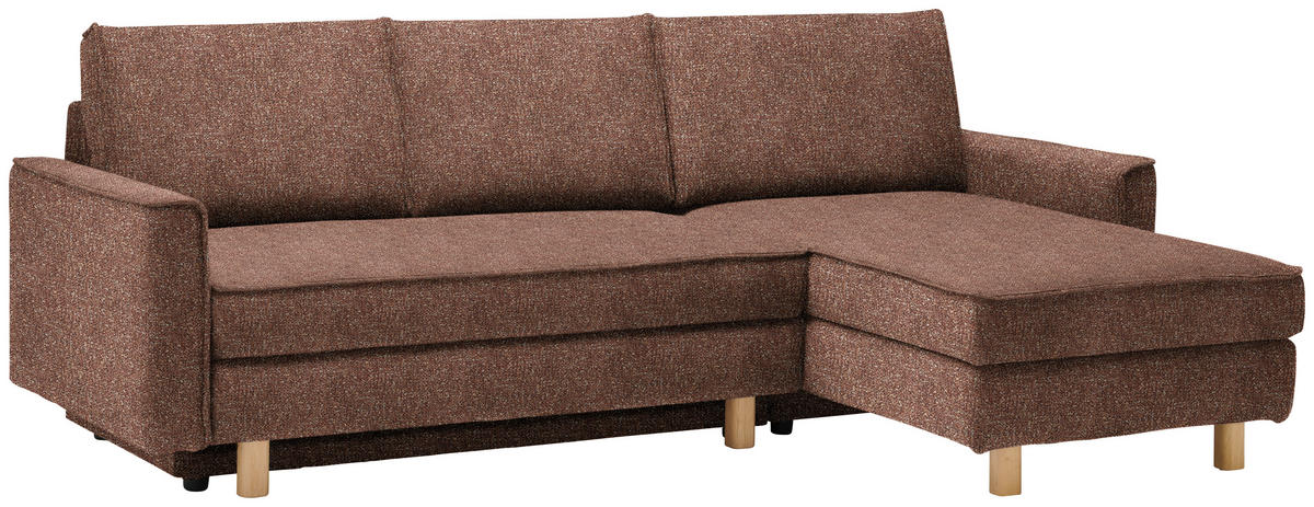 ECKSOFA  in Mikrovelours Terracotta  237/170 cm  - Eichefarben/Terracotta, KONVENTIONELL, Holz/Textil (237/170cm) - Sedda