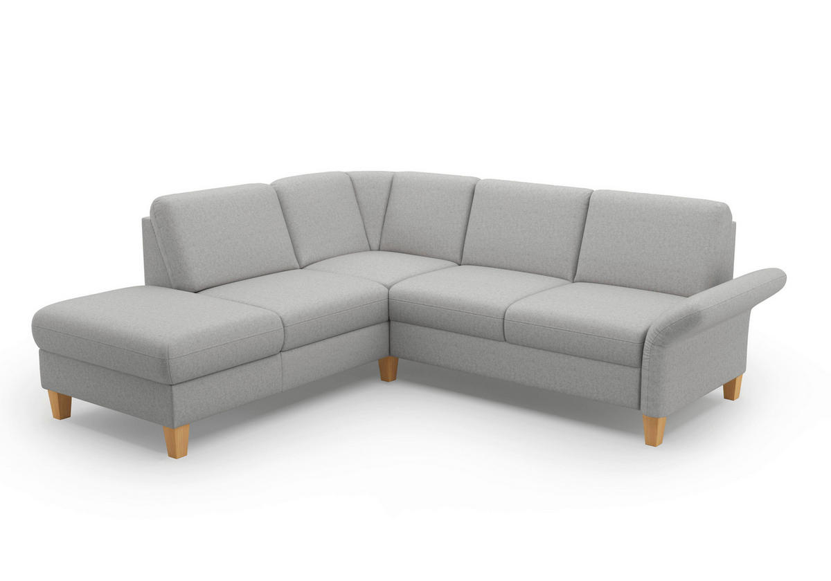 ECKSOFA in Flachgewebe Hellgrau  - Eichefarben/Hellgrau, Konventionell, Holz/Textil (216/240cm) - Sit & More
