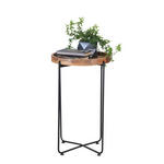 BEISTELLTISCH 43/43/66 cm Akazie vollmassiv Schwarz, Akaziefarben rund  - Schwarz/Akaziefarben, Trend, Holz/Metall (43/43/66cm) - Landscape