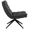 DESIGNSESSEL in Echtleder Dunkelgrau  - Dunkelgrau/Schwarz, Design, Leder/Metall (62.5/82/80cm) - Dieter Knoll