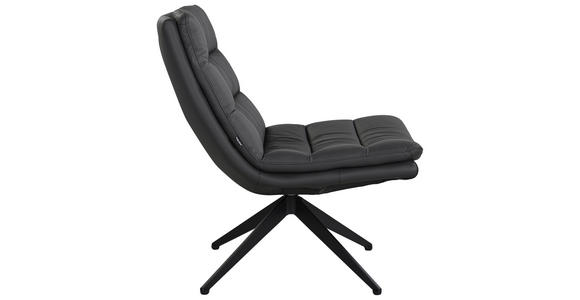 DESIGNSESSEL in Echtleder Dunkelgrau  - Dunkelgrau/Schwarz, Design, Leder/Metall (62.5/82/80cm) - Dieter Knoll