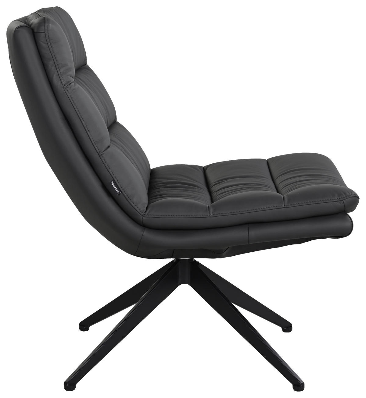 DESIGNSESSEL in Echtleder Dunkelgrau  - Dunkelgrau/Schwarz, Design, Leder/Metall (62.5/82/80cm) - Dieter Knoll