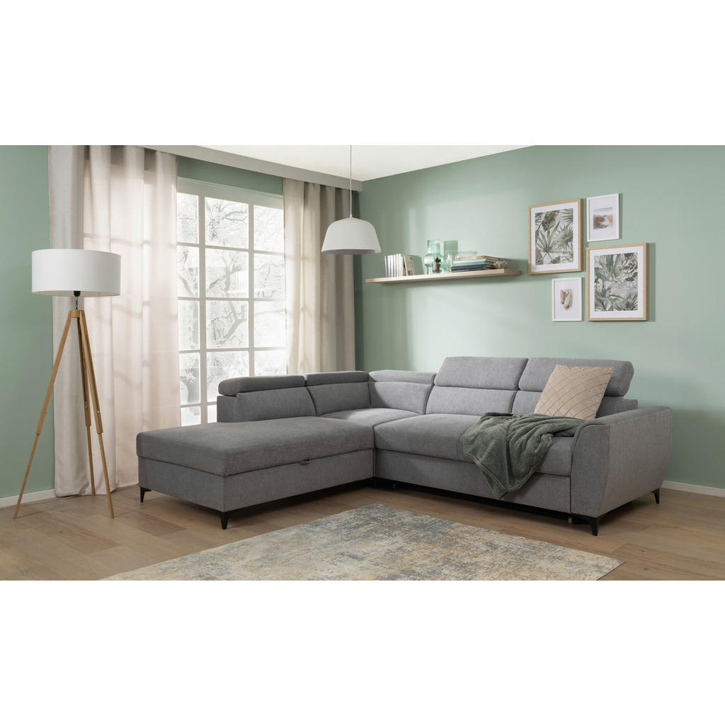 Thumbnail - Carryhome Ecksofa, Grau, Textil, 5-Sitzer, Ottomane links, L-Form, 255x217 cm, Wohnzimmer, Sofas & Couches, Wohnlandscha...