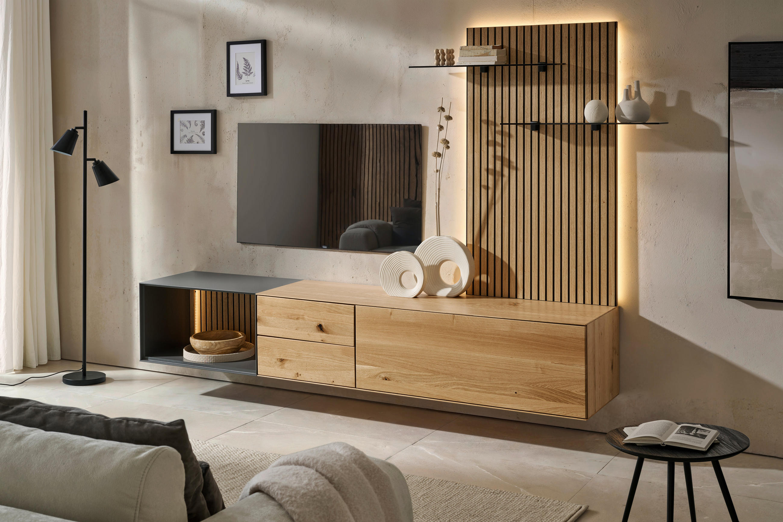 Thumbnail - Dieter Knoll Regalelement, Anthrazit, Eiche, Holzwerkstoff, Holz, Eiche, furniert, 80x44x50 cm, Beimöbel erhältlich, in ...