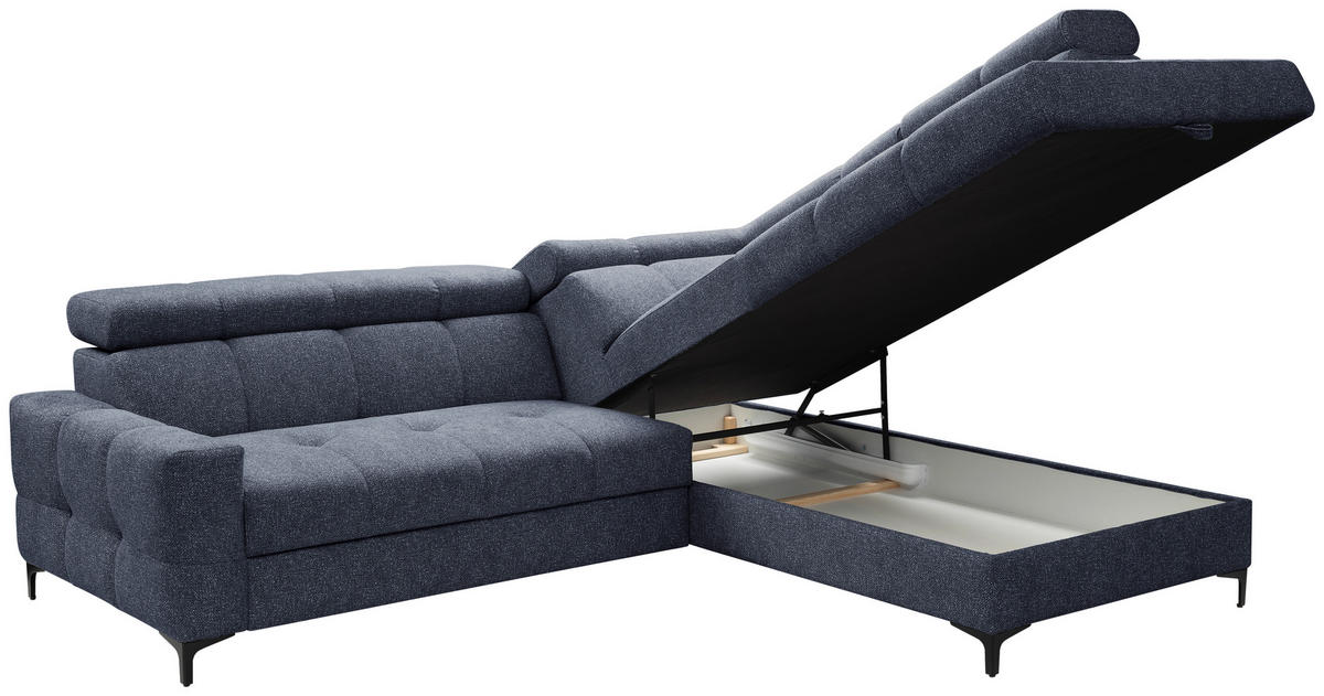 ECKSOFA Dunkelblau Struktur  - Schwarz/Dunkelblau, MODERN, Textil/Metall (254/212cm) - Carryhome
