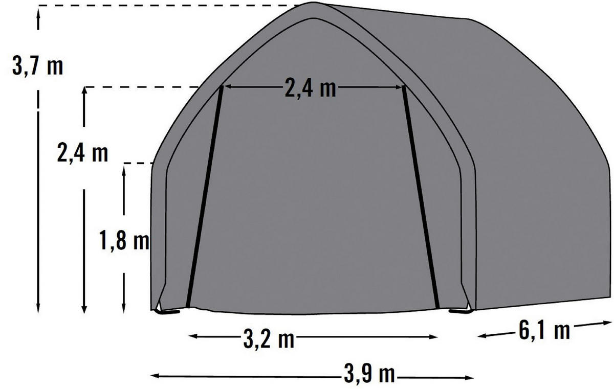 KLEINGARAGE 390/370/610 cm  - Grün, Basics, Kunststoff (390/370/610cm) - Ambia Garden