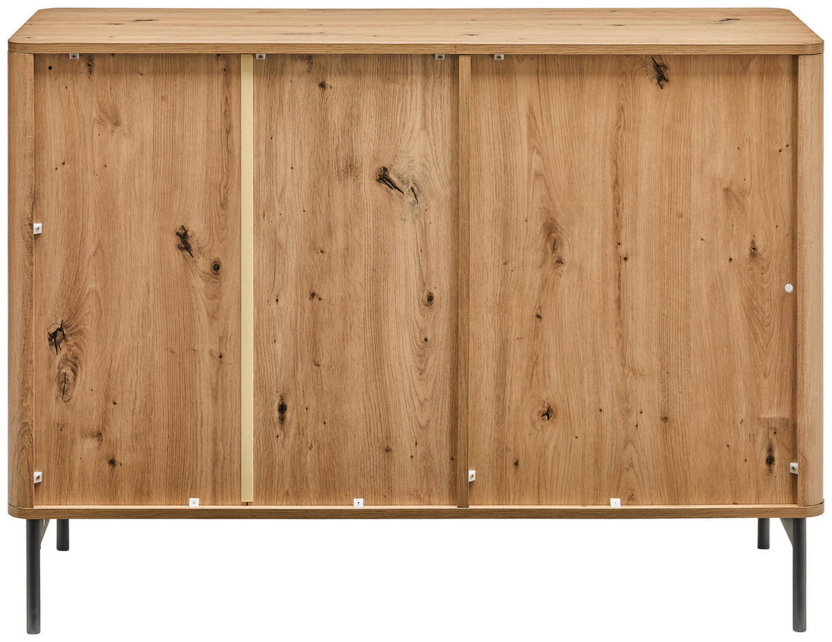 ŠIROKÁ KOMODA, černá, dub artisan, 114/82/40 cm - černá/dub artisan, Design, kov/kompozitní dřevo (114/82/40cm) - MID.YOU