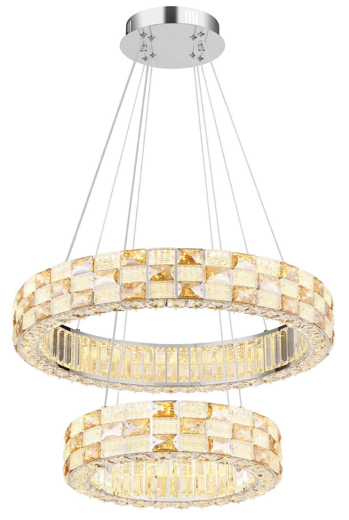 LED-HÄNGELEUCHTE Lidia 61/120 cm  - Klar/Chromfarben, Design, Glas/Metall (61/120cm) - Globo