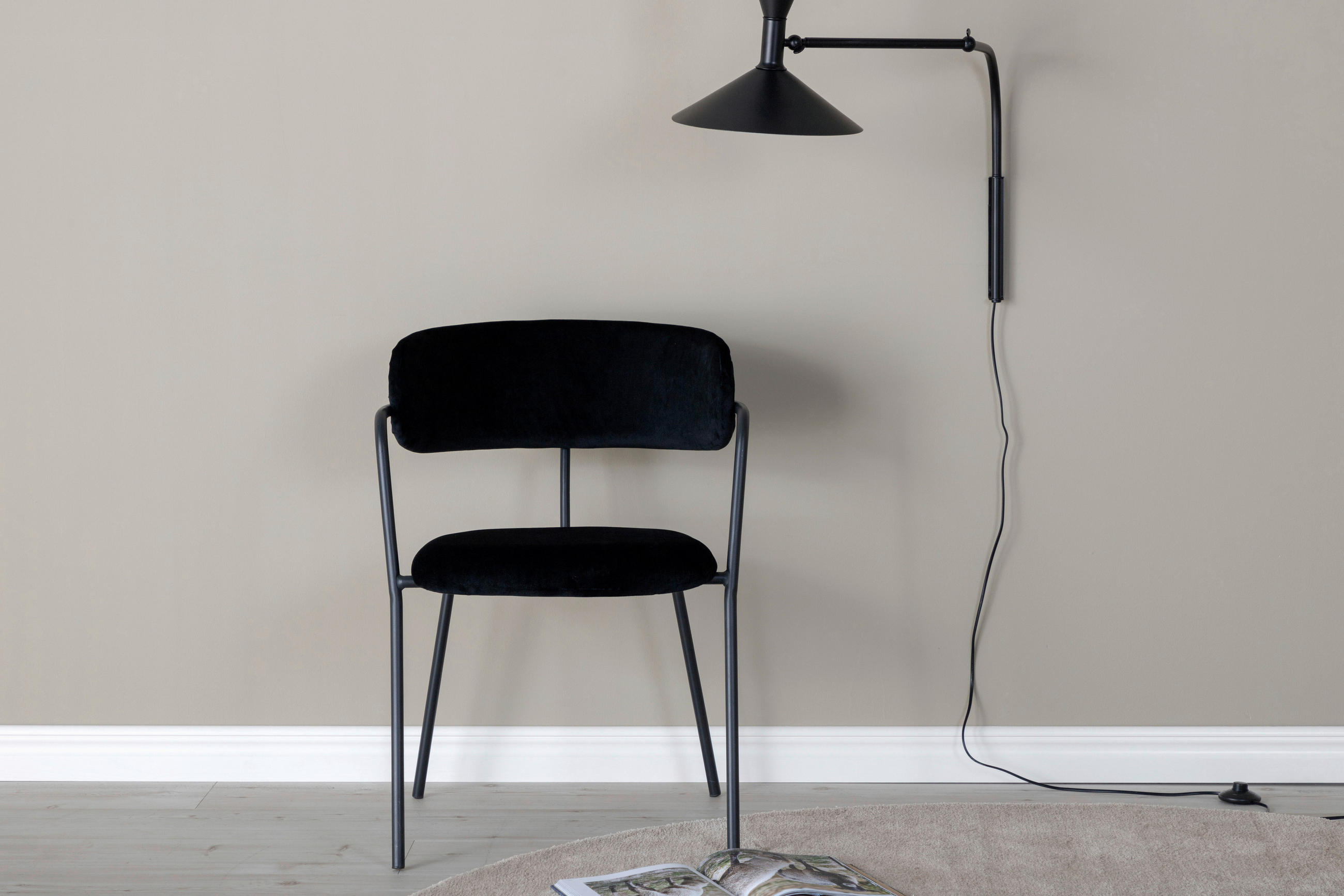 STOLSET 2 styck stål sammet - svart, Design, metall/textil (58/79/61cm) - Livetastic