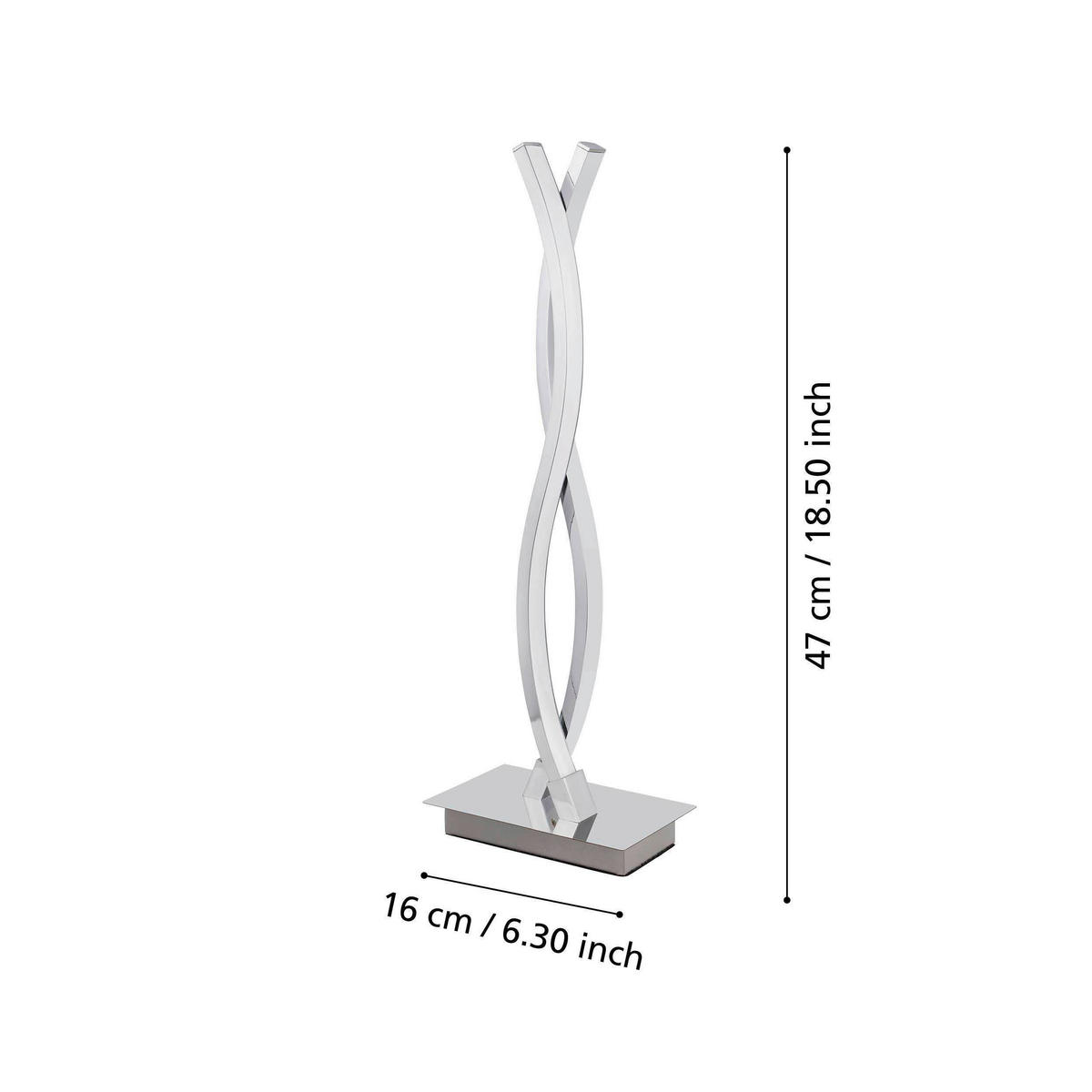 TISCHLEUCHTE 16/10/46 cm   - Chromfarben/Weiß, Design, Kunststoff/Metall (16/10/46cm) - Eglo