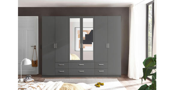 DREHTÜRENSCHRANK in Graphitfarben - Alufarben/Graphitfarben, KONVENTIONELL, Glas/Holzwerkstoff (271/210/54cm) - Carryhome