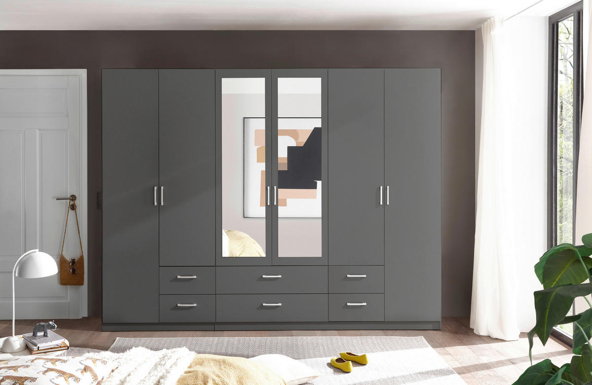 ORMAR S KLASIČNIM VRATIMA     - boje grafita/boje aluminija, Konvencionalno, staklo/drvni materijal (271/210/54cm) - Carryhome