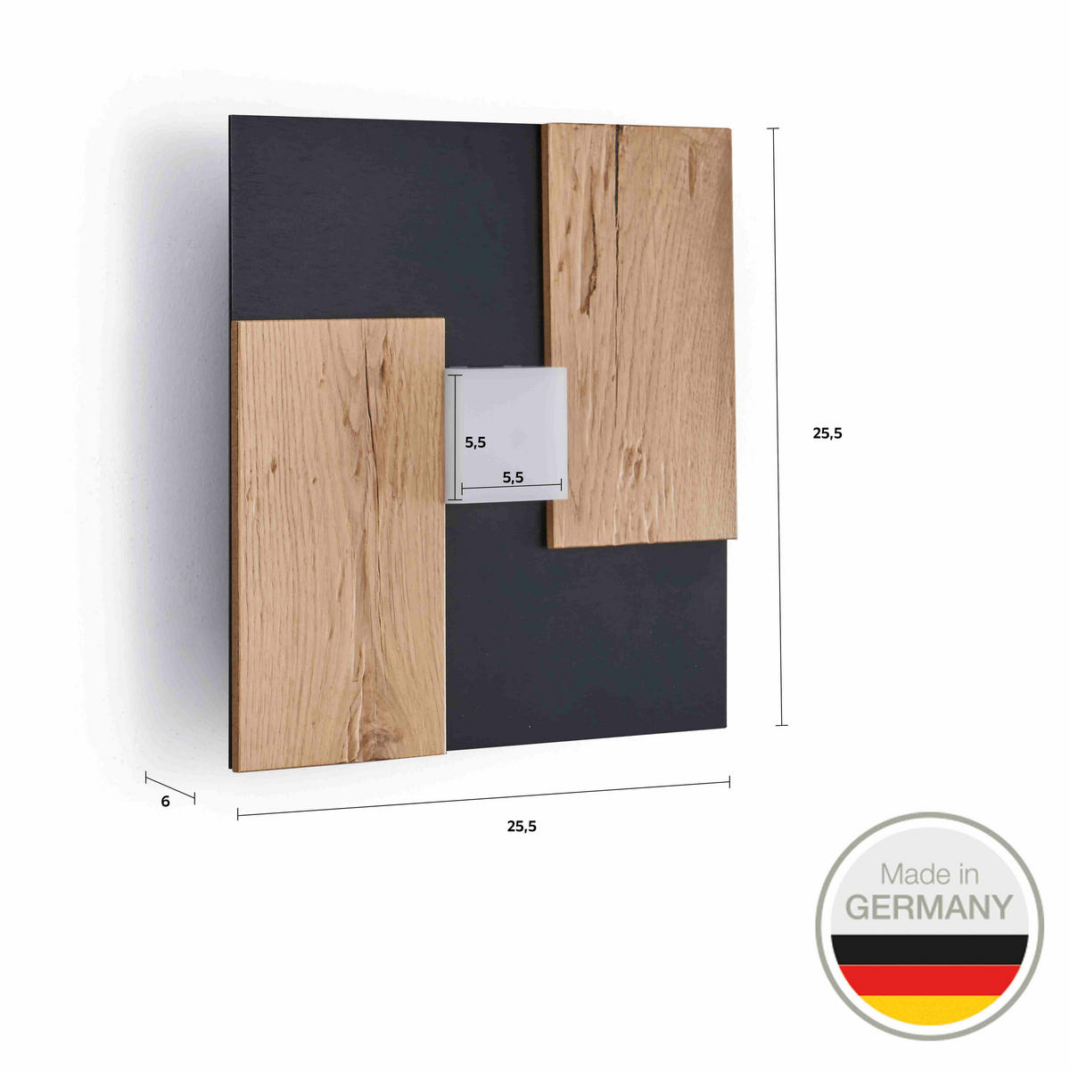 LED-WANDLEUCHTE 662 26/26/5 cm   - Wildeiche, Natur, Metall (26/26/5cm) - Ambiente