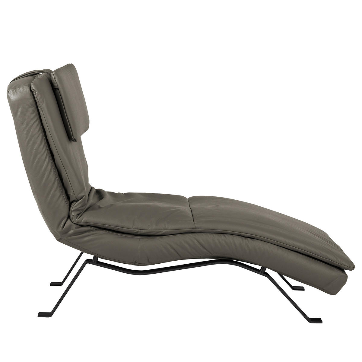 RELAXLIEGE Echtleder Schlammfarben  - Schlammfarben/Schwarz, Design, Leder/Metall (65/95/171cm) - Celina Home