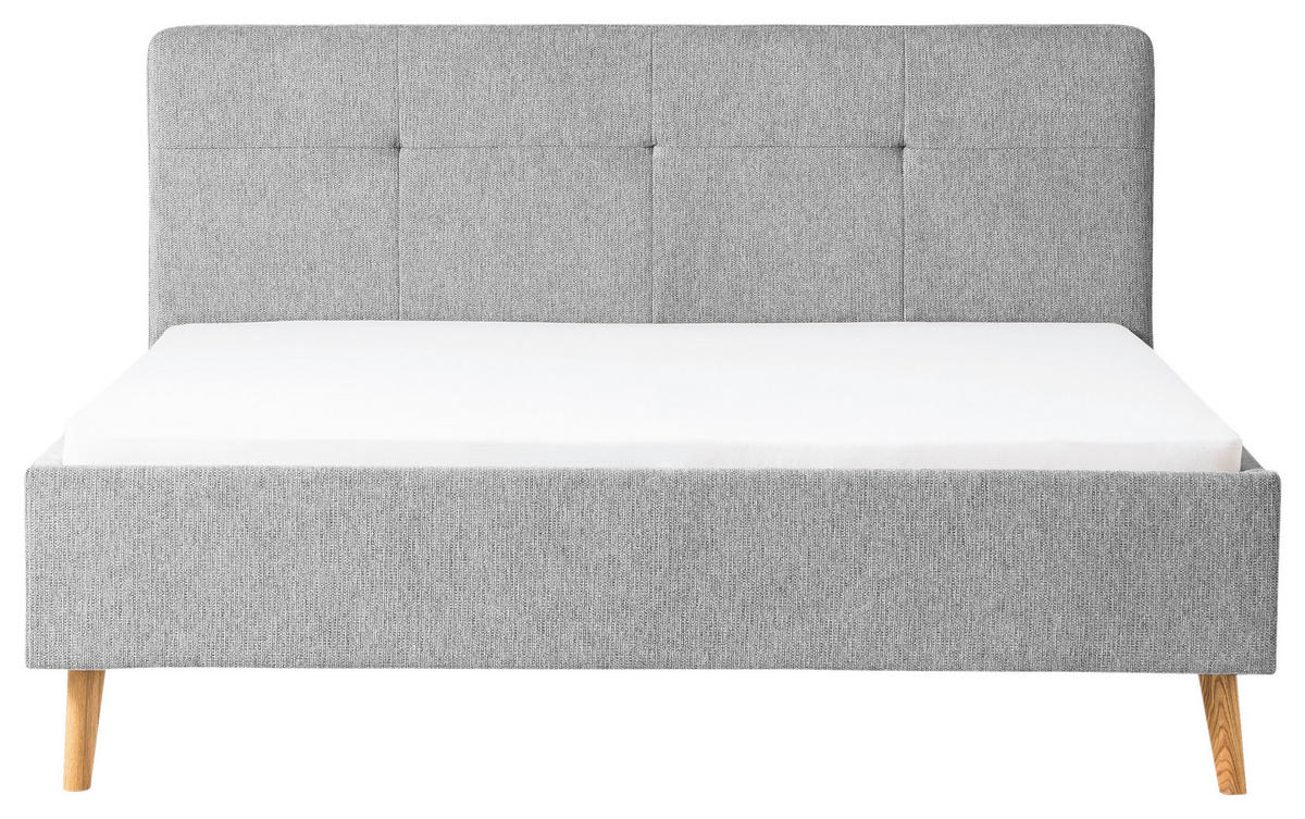 POLSTERBETT 180/200 cm  in Grau  - Eichefarben/Grau, Basics, Holz/Textil (180/200cm) - Xora