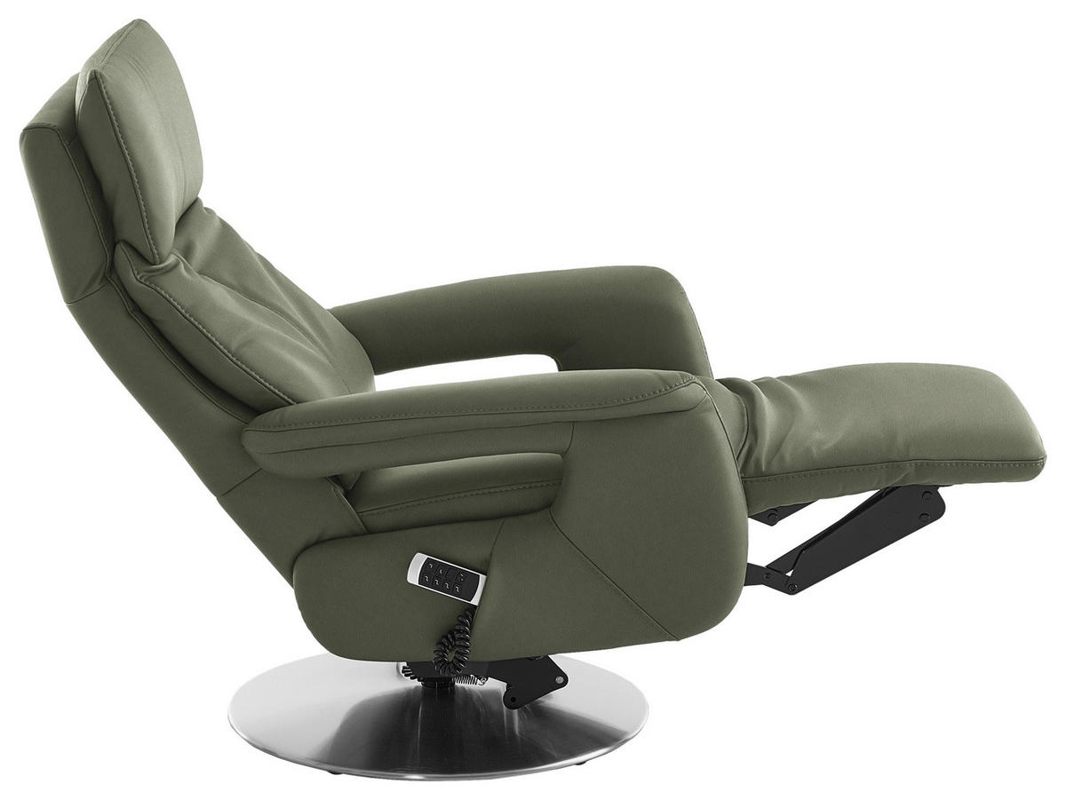 RELAXSESSEL in Leder Grün  - Edelstahlfarben/Grün, Design, Leder/Metall (78/112/85cm) - Cantus