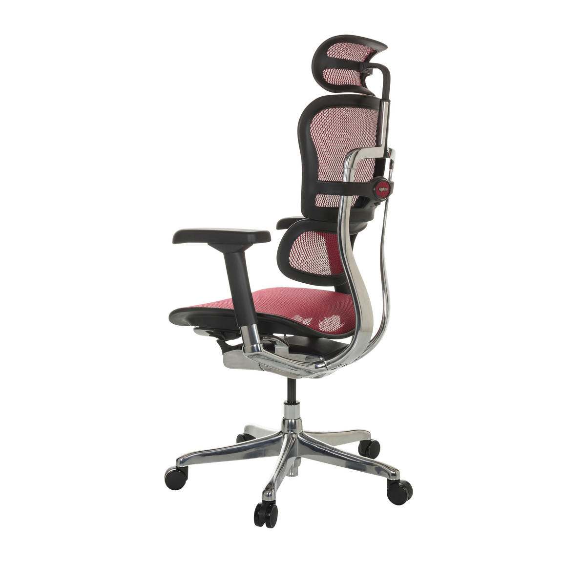 DREHSTUHL Netz Rot  - Rot/Silberfarben, Basics, Kunststoff/Textil (69/119-144/65cm) - MID.YOU