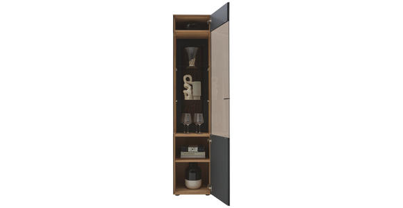 VITRINE in vollmassiv Kerneiche Anthrazit, Eichefarben - Eichefarben/Anthrazit, Design, Glas/Holz (43/205/44cm) - Valnatura