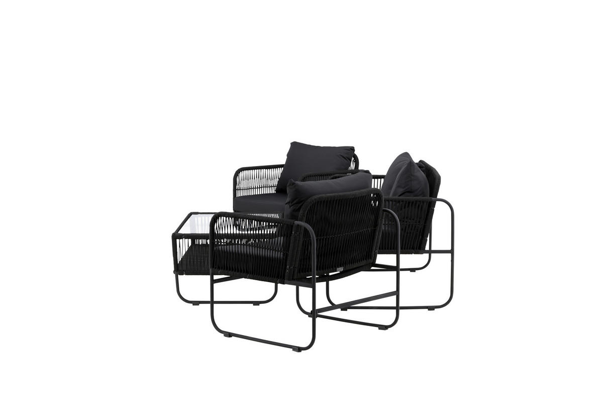 LOUNGEGRUPP 4 delar  - svart, Klassisk, metall/textil - Gardenson