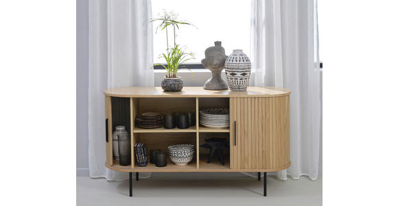 SIDEBOARD Eichefarben 140/76/45 cm - Eichefarben/Schwarz, Trend, Holz/Holzwerkstoff (140/76/45cm) - Xora