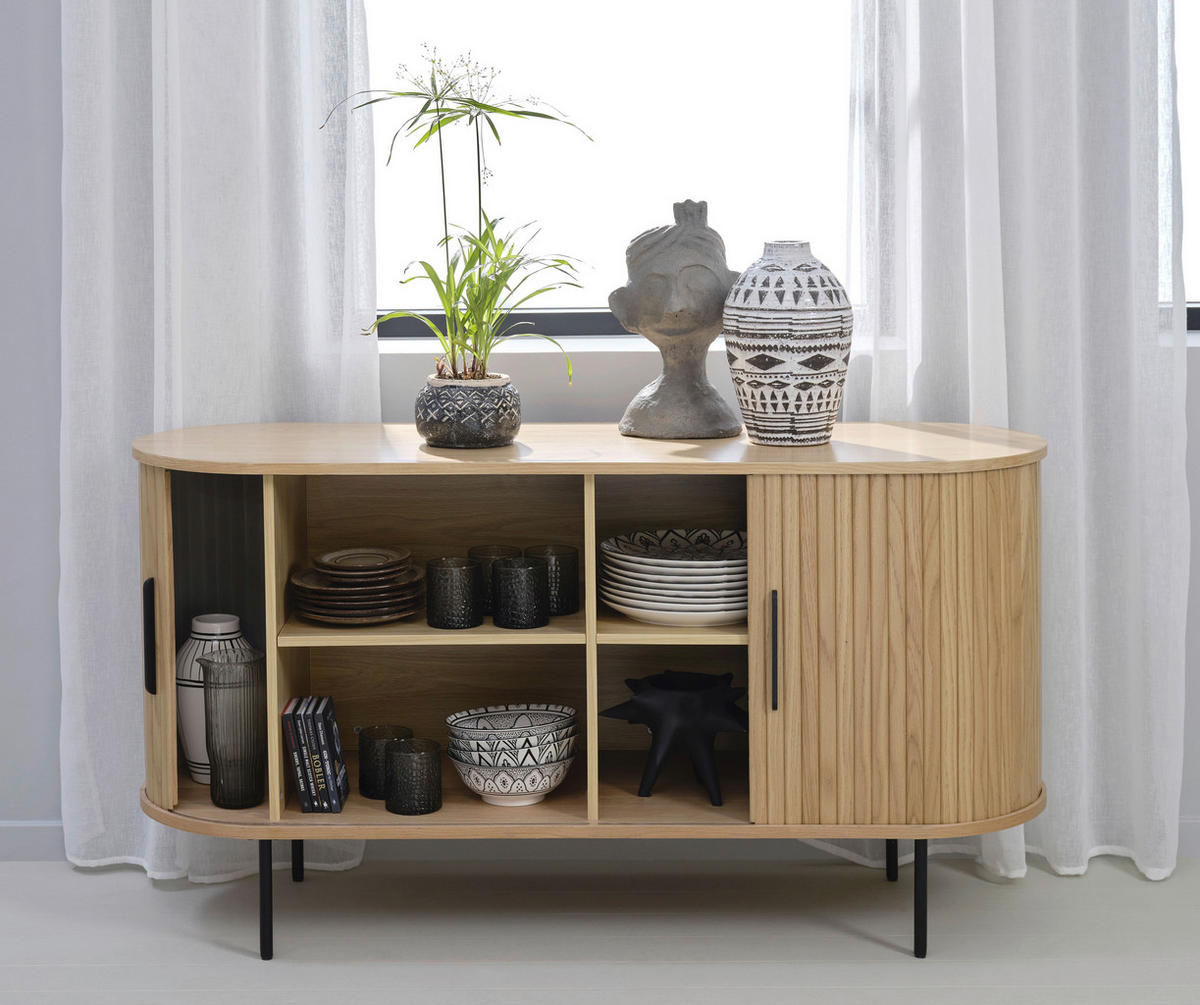 SIDEBOARD  in 140/76/45 cm  - Eichefarben/Schwarz, Trend, Holz/Holzwerkstoff (140/76/45cm) - home24