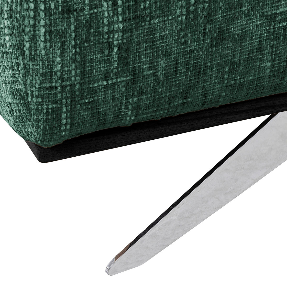 ECKSOFA PORTLAND in Struktur Grün Kopfteilverstellung  295/187 cm  - Chromfarben/Grün, Design, Holz/Textil (295/187cm) - Livetastic