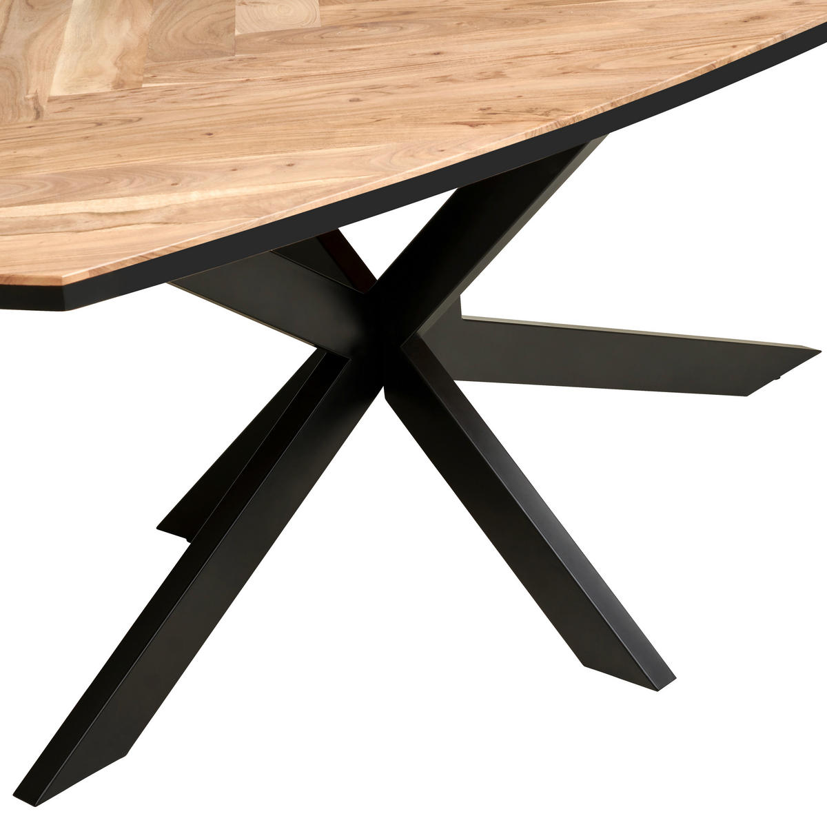ESSTISCH in Holz, Metall  - Schwarz/Akaziefarben, MODERN, Holz/Metall (200/76/100cm) - Livetastic