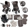 KINDERWAGENSET  Salsa 5 Air Starter Set  marron  - Graubraun/Schwarz, Basics, Textil/Metall (95.5/63/107,5cm) - ABC Design