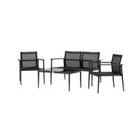 GARTENGARNITUR 4-teilig Aluminium 4-teilig  - Schwarz, KONVENTIONELL, Glas/Textil - Gardenson