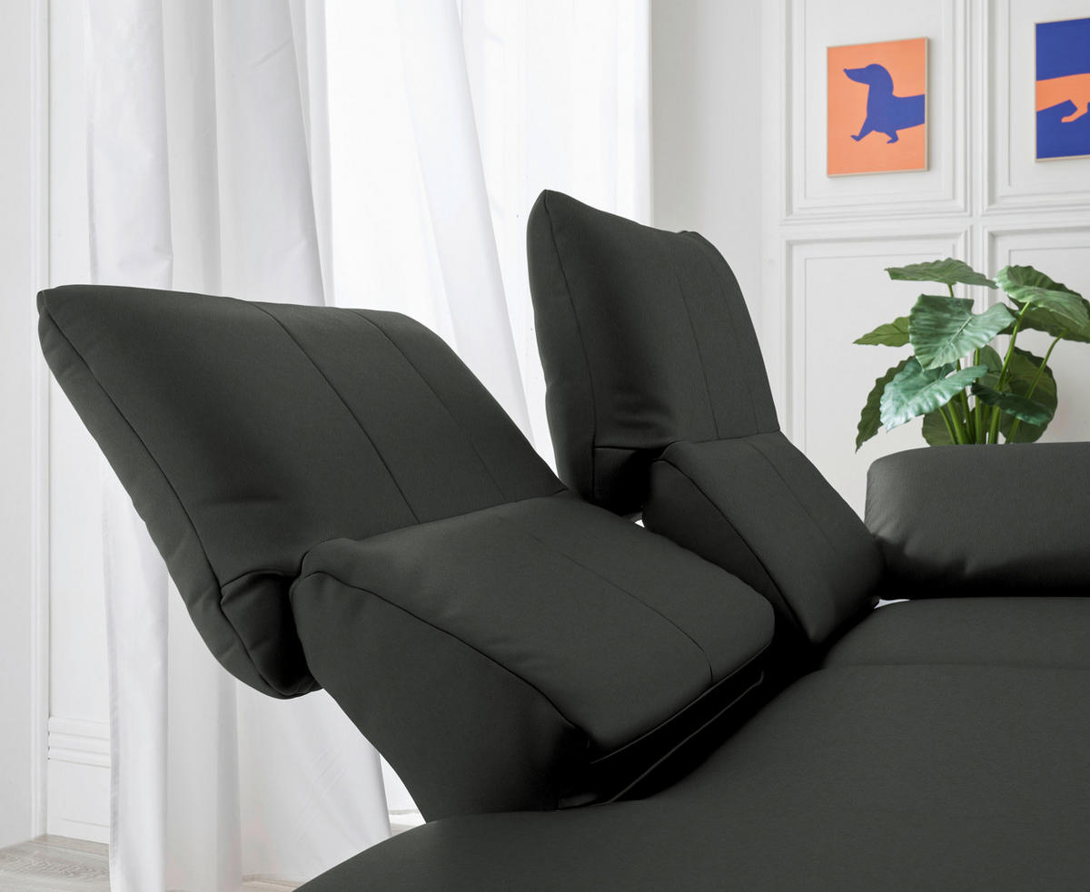 RÉCAMIERE in Echtleder Dunkelgrau  - Chromfarben/Dunkelgrau, Design, Leder/Metall (209/85-109/95-16cm) - Dieter Knoll