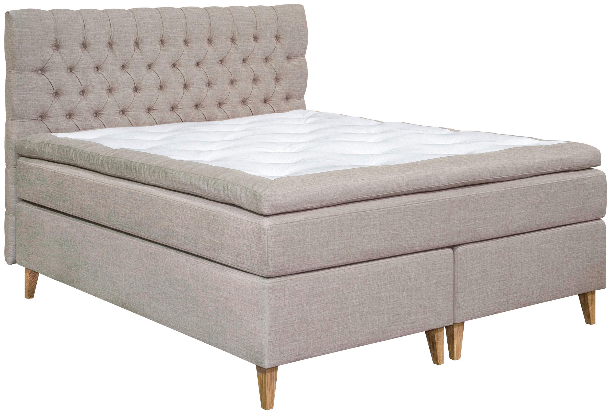 KONTINENTALSÄNG 180/200 cm i beige - beige/naturfärgad, Klassisk, metall/trä (180/200cm) - Novel