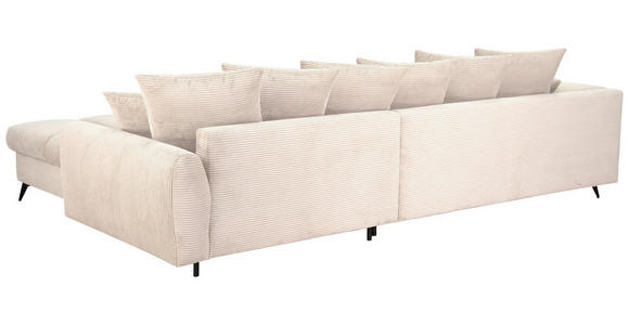 ECKSOFA Naturfarben Cord Rückenkissen, Armlehnenkissen, Rücken echt  - Schwarz/Naturfarben, KONVENTIONELL, Textil/Metall (332/231cm) - Carryhome