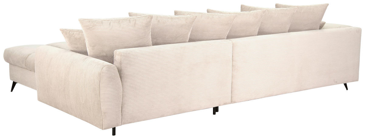ECKSOFA Naturfarben Cord Rückenkissen, Armlehnenkissen, Rücken echt  - Schwarz/Naturfarben, KONVENTIONELL, Textil/Metall (332/231cm) - Carryhome