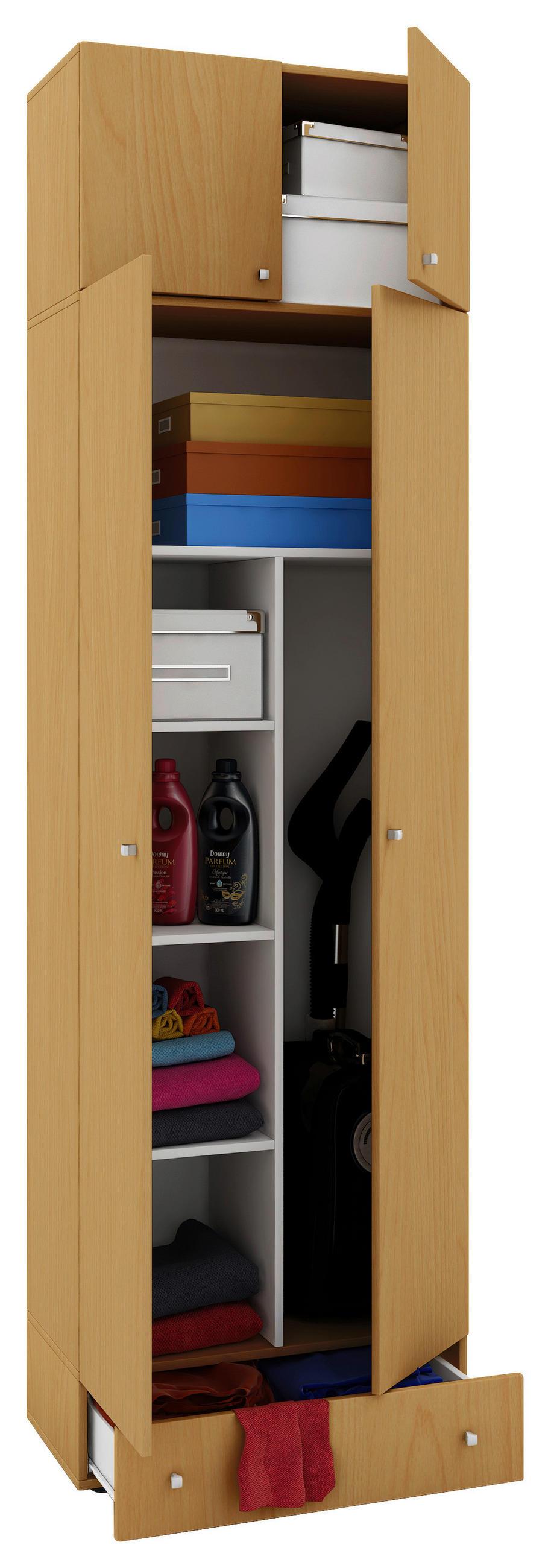 MEHRZWECKSCHRANK 70/238/39 cm  - Buchefarben/Silberfarben, MODERN, Holzwerkstoff/Kunststoff (70/238/39cm) - MID.YOU
