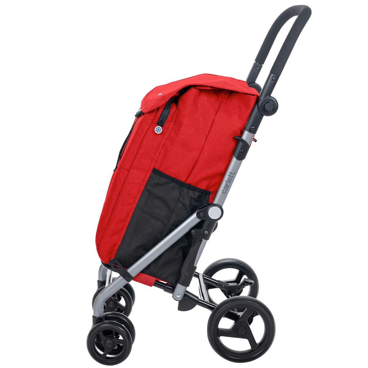 EINKAUFSTROLLEY  - Silberfarben/Rot, Trend, Textil/Metall (42/102/62cm) - Milino